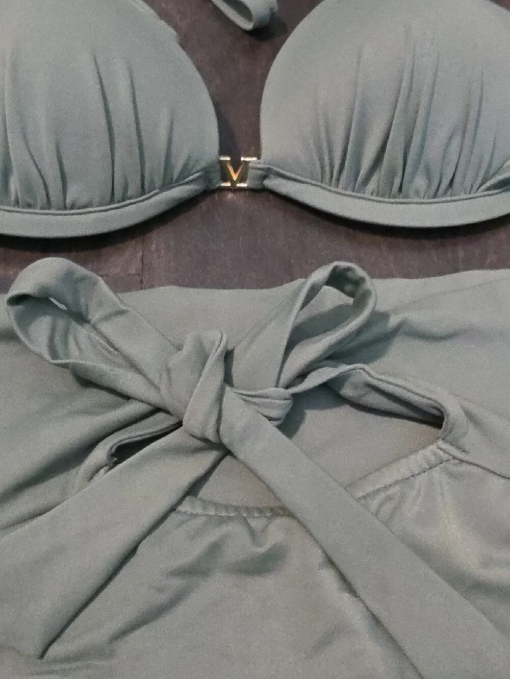VENUS Sage Green High-Waist Halter Bikini Set